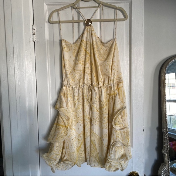 NWOT Alexis Asia Yellow Floral Ruffle Halter Mini Dress in Golden Palms Small - Picture 5 of 10
